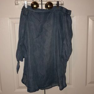 Strapless Denim Long Shirt